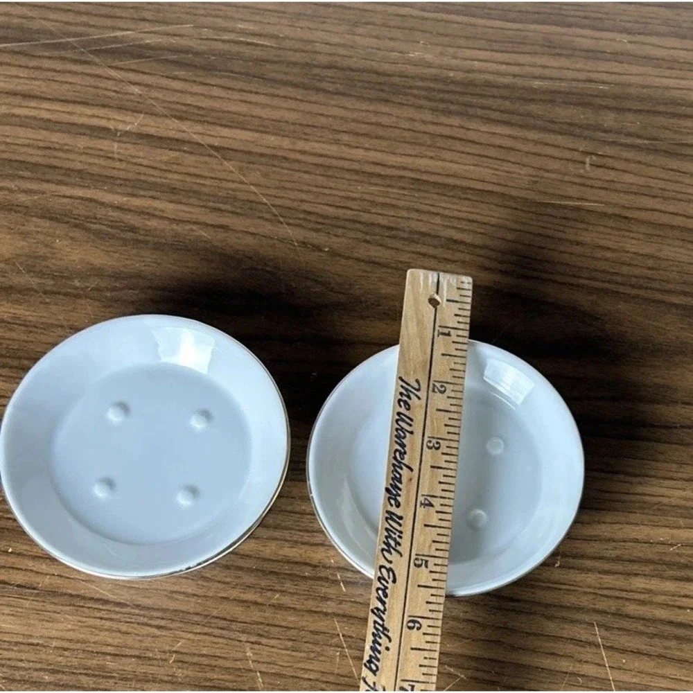 Vintage Kleine Wolke White Porcelain Soap Dish Gold Trim Lot of 2 Germany